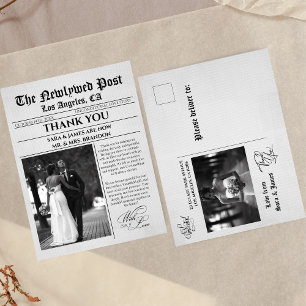 Postal Cartão de agradecimento de casamento em formato de