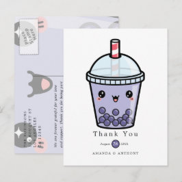 Postal Cartão de agradecimento de casamento floral em aqu