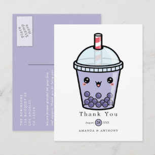 Postal Cartão de agradecimento de casamento floral em aqu