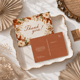 Postal Cartão de Agradecimento de Casamento Folhas de Out