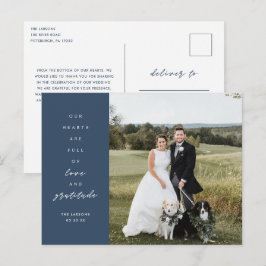 Postal Cartão de Agradecimento de Casamento Foto Corações