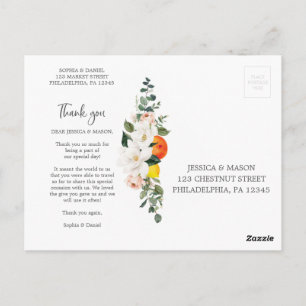 Postal Cartão de agradecimento de casamento Magnolia Citr