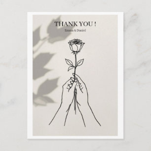 Postal Cartão de Agradecimento de Casamento Minimalista c