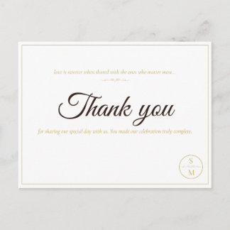 Postal Cartão de Agradecimento de Casamento Minimalista c