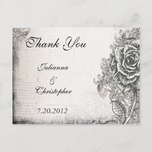 Postal Cartão de agradecimento de casamento Rosa Tatuagem