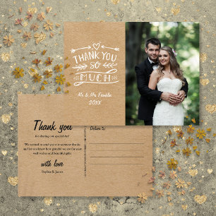Postal Cartão de agradecimento de casamento rústico boho