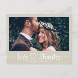 Postal Cartão de agradecimento de casamento simples e ele