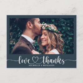 Postal Cartão de agradecimento de casamento simples e ele