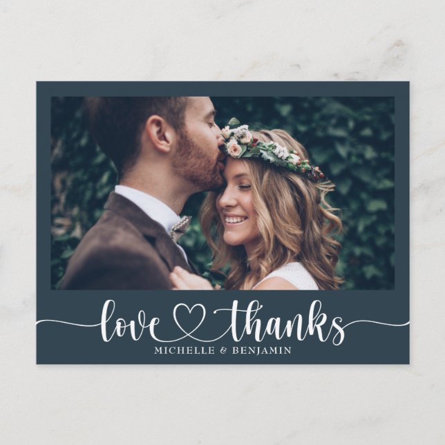 Postal Cartão de agradecimento de casamento simples e ele (Frente)