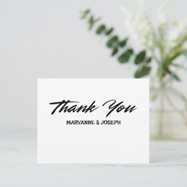 Postal Cartão de Agradecimento de Casamento SIMPLES MINIM (Em pé/Frente)