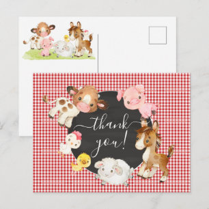 Postal Cartão de Agradecimento de Chuvinha de Bebê Animai