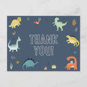 Postal Cartão de agradecimento de dinossauro fofo