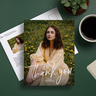 Postal Cartão de agradecimento de formatura com duas foto