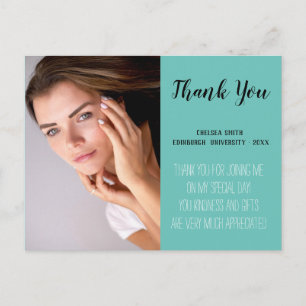 Postal Cartão de agradecimento de formatura com foto simp