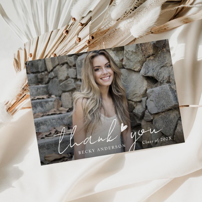 Postal cartão de agradecimento de formatura com letra cur (Criador carregado)