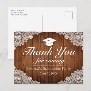 Postal Cartão de Agradecimento de Formatura em Madeira Rú