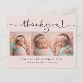 Postal Cartão de agradecimento de foto de bebê menina ros