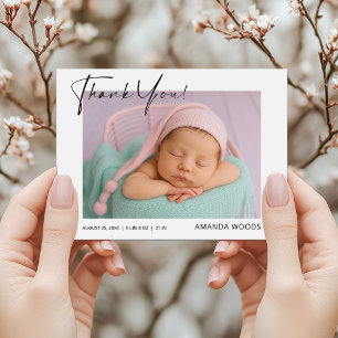 Postal Cartão de agradecimento de foto de bebê minimalist