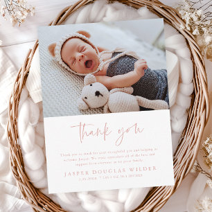 Postal Cartão de Agradecimento de Foto de Bebê Simples Es