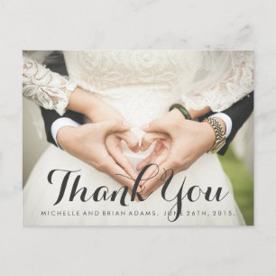 Postal Cartão de Agradecimento de Foto de Casamento