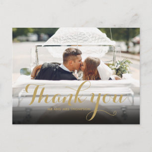 Postal Cartão de agradecimento de foto de casamento com e