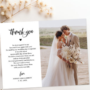 Postal Cartão de agradecimento de foto de casamento com l