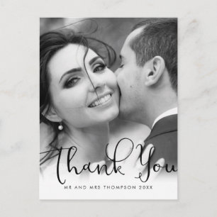 Postal Cartão de agradecimento de foto de casamento com l
