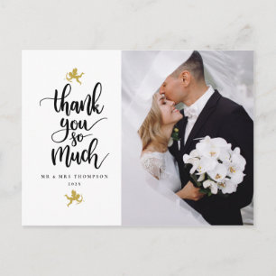 Postal Cartão de agradecimento de foto de casamento dos C