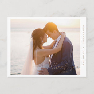 Postal Cartão de agradecimento de foto de casamento elega
