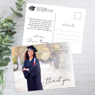 Postal Cartão de agradecimento de foto de formatura perso