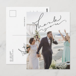 Postal Cartão de agradecimento de foto do dia do casament