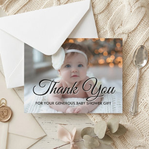Postal Cartão de Agradecimento de Foto para Chá de Bebê M