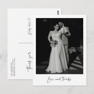 Postal Cartão de Agradecimento de Fotografia de Casamento