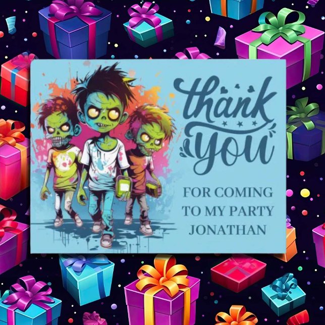 Postal Cartão de agradecimento de Halloween com tema de z (Zombie Walkers,  Your birthday party won't be complete without an array of gruesome zombie props! )