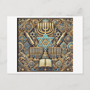 Postal Cartão de agradecimento de Hanukkah Menorah judaic