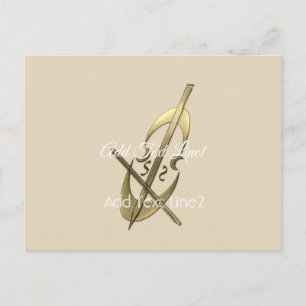 Postal Cartão de Agradecimento de Música de Cello Dourado