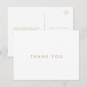 Postal Cartão de agradecimento de tipografia Chic Gold