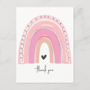 Postal Cartão de agradecimento do arco-íris pastel rosa