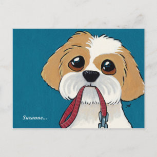 Postal Cartão de agradecimento do cachorrinho Shih Tzu
