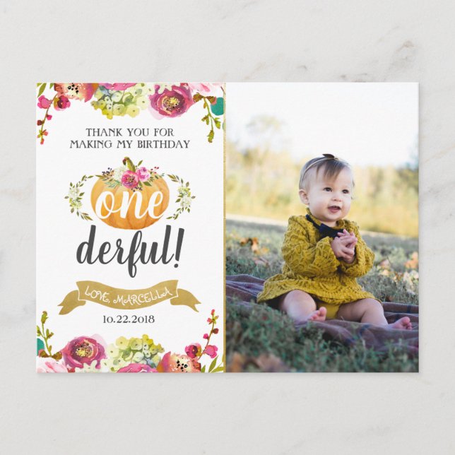 Postal Cartão de agradecimento do primeiro aniversário da (Frente)