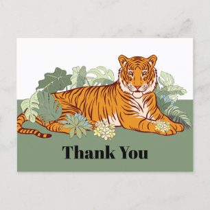 Postal Cartão de agradecimento do tigre, festa de animal