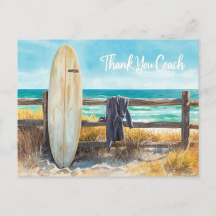 Postal Cartão de Agradecimento do Treinador de Surf   Pra