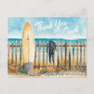 Postal Cartão de Agradecimento do Treinador de Surf   Pra