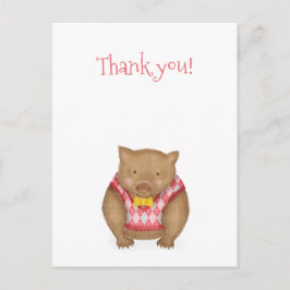 Postal Cartão de agradecimento do wombat fofo