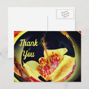 Postal Cartão de agradecimento floral abstrato Lírio manc