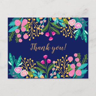 Postal Cartão de agradecimento floral Chic Bright