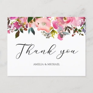 Postal Cartão de agradecimento floral de primavera em aqu