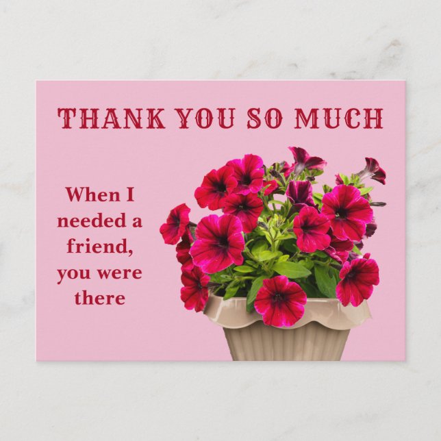Postal Cartão de agradecimento floral rosa (Frente)