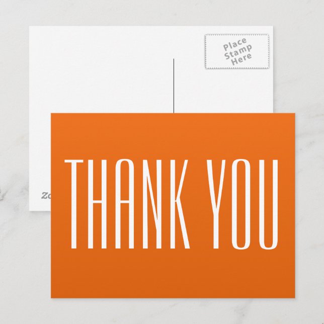 Postal Cartão de agradecimento laranja (Frente/Verso)