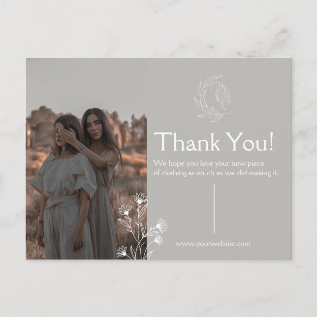 Postal Cartão de Agradecimento Obrigado para Roupas  (Frente)